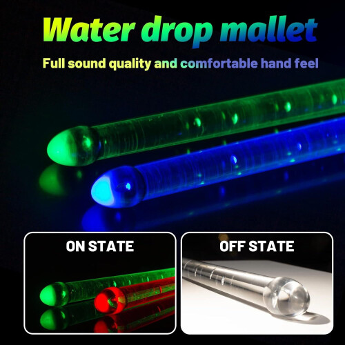 LED Drumsticks USB-Charged 15 Colors 2pcs 2