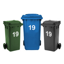 Rubigo 3 x Bin Numbers for Wheelie Bins, 0-99, Letters A-D, 17.5cm Dustbin Stickers, Easy Application Stick On Number Stickers - Weatherproof Self Ad