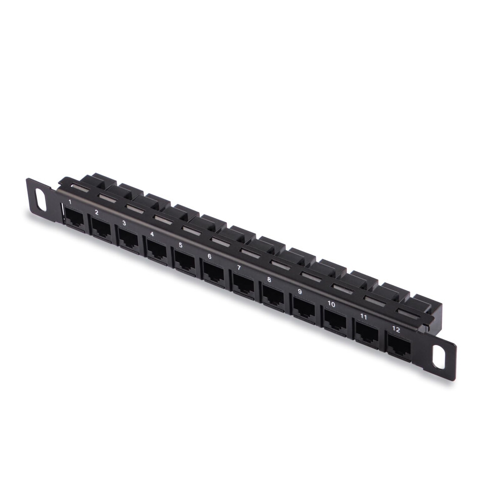 Geeekpi 12 Port Patch Panel, 0.5U Cat6 Network Patch Panel For Deskpi Rackmate T1/T0/T2 Rackmount And 10 Inch Server Rack/Network Cabinet