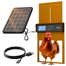 Okkobi Automatic Chicken Coop Door Solar Powered - LCD Display - Chicken Coop Door with Remote Control, Light Sensor & Timer - Security & Peace of Mi