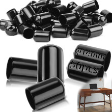TXXATX 50 Pieces Rubber End Caps 14mm/0.55 in Rubber Caps PVC Round Tube Wire Caps Black Rubber Caps for Bottles for 13,5-14mm Pipes Thread Screws Pr