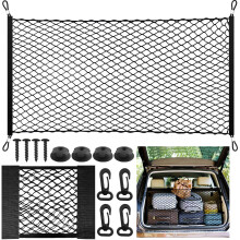 HavaCue 2 PCS Cargo Net,110x60cm Cargo Nylon Net Stretchable to 140 * 100cm,30x25cm Car Storage Nets for Campervans,Car Boot Net with 4 Steel Mountai