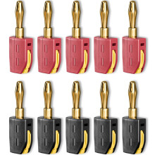 Cleqee 4mm Banana Plug High Current Quick Connect Gold-Plated 10PCS Banana Connector 32A Red&Black