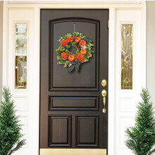 Couronne d'automne pivoines et citrouilles pour porte d'entrée (1 pièce)