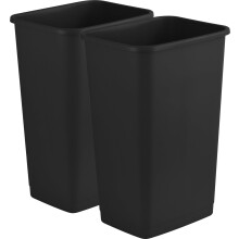 2x Large Workplace Black Plastic Waste Bins 60L