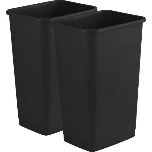 2x Large Workplace Black Plastic Waste Bins 60L