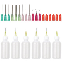 CTYUEYUN 6 Pcs Needle Bottle Applicator 50ml,Precision Tip Applicator Bottles with 6 Types of Needle,Squeeze Bottle for Liquid Dropping,Needle Tip Bo