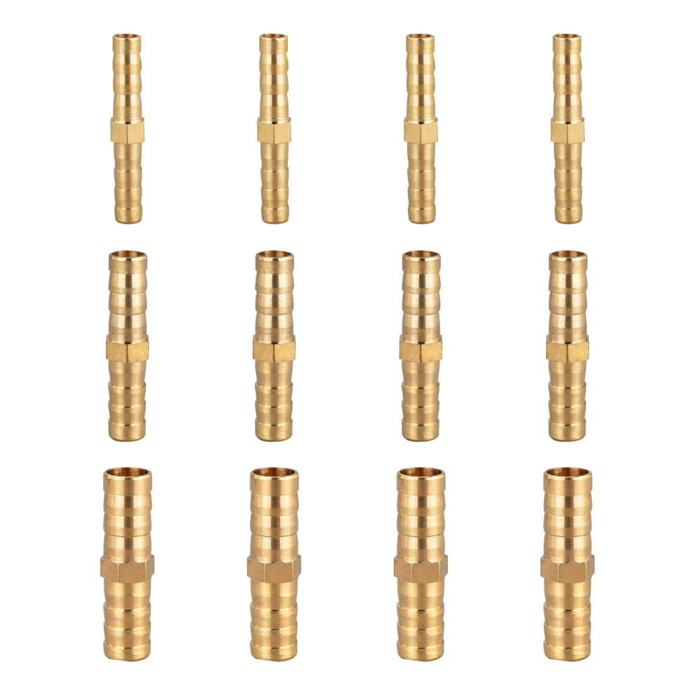 12 Pcs Barb,Hose Joiner Connector 6Mm 8Mm 10Mm Brass Barbs Splicer Fitting Hoses 762744992798