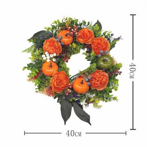 Höstpion- och pumpakrans för ytterdörren, 1-pack 2