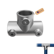 GeZu Impex Long Tee Clamp Ø 42 mm Hot Dip Galvanised Silver 3 Socket T Tube Clamp Connector Pipe Fitting