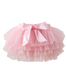 Modieuze kinderrok voor meisjes, korte balletrok van zacht, ademend garen, prinsessenrokje van mesh met pofmouwen, tutu-rokje, roze