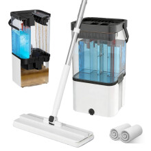 Clean and Dirty Water Separates Flat Mop and Bucket Set, Revolutionary Flat Mop System with2 Reusable Microfiber Pad, Saving Water for Hardwood Lamin