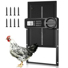 VXVMN Automatic Chicken Coop Door, 24.5 * 33cm Large Automatic Chicken Door with Timer, Anti-Pinch Chicken Door Opener Automatic with Large LED Scree