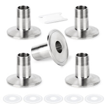 ERGAOBOY 5 Pcs 1.5" Tri Clamp to 1/4" BSP Male Stainless Steel Sanitary Fitting Ferrule OD 50.5mm Home Brew Connector