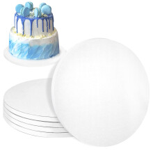 lakudayy 5 Pcs Cake Boards 12 inch Cake Board 12mm Thick White Cake Board, Reusable Corrugated Cake Boards Strong Round for Multi Layer Cakes, Fruit