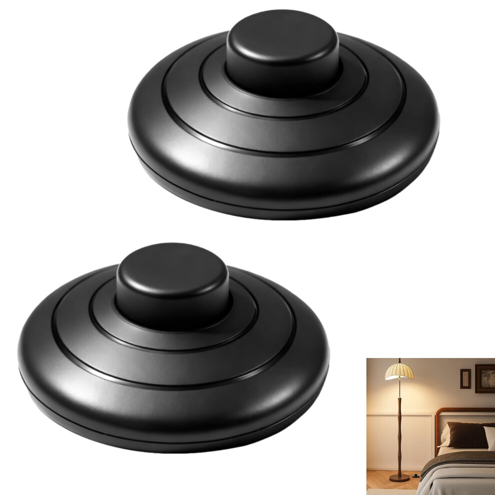 Uliwamowi Black 2 Pcs Floor Lamp Foot Switch, Inline Round Foot Switch Pedal For Floor Lamps, Desk Lamps, Appliances, 125V/3A Or 250V/2A, Push Button Switch Fo