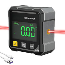 Angle Finder Digital Angle Finder with Laser, 4-Side Strong Magnetic Digital Angle Gauge with Laser, IP54 Waterproof Inclinometer Level, USB Charging