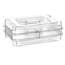 Tăvi de servire reci pentru petreceri, platou de gheață de 33 cm cu capac și 4 compartimente, fructe transparente