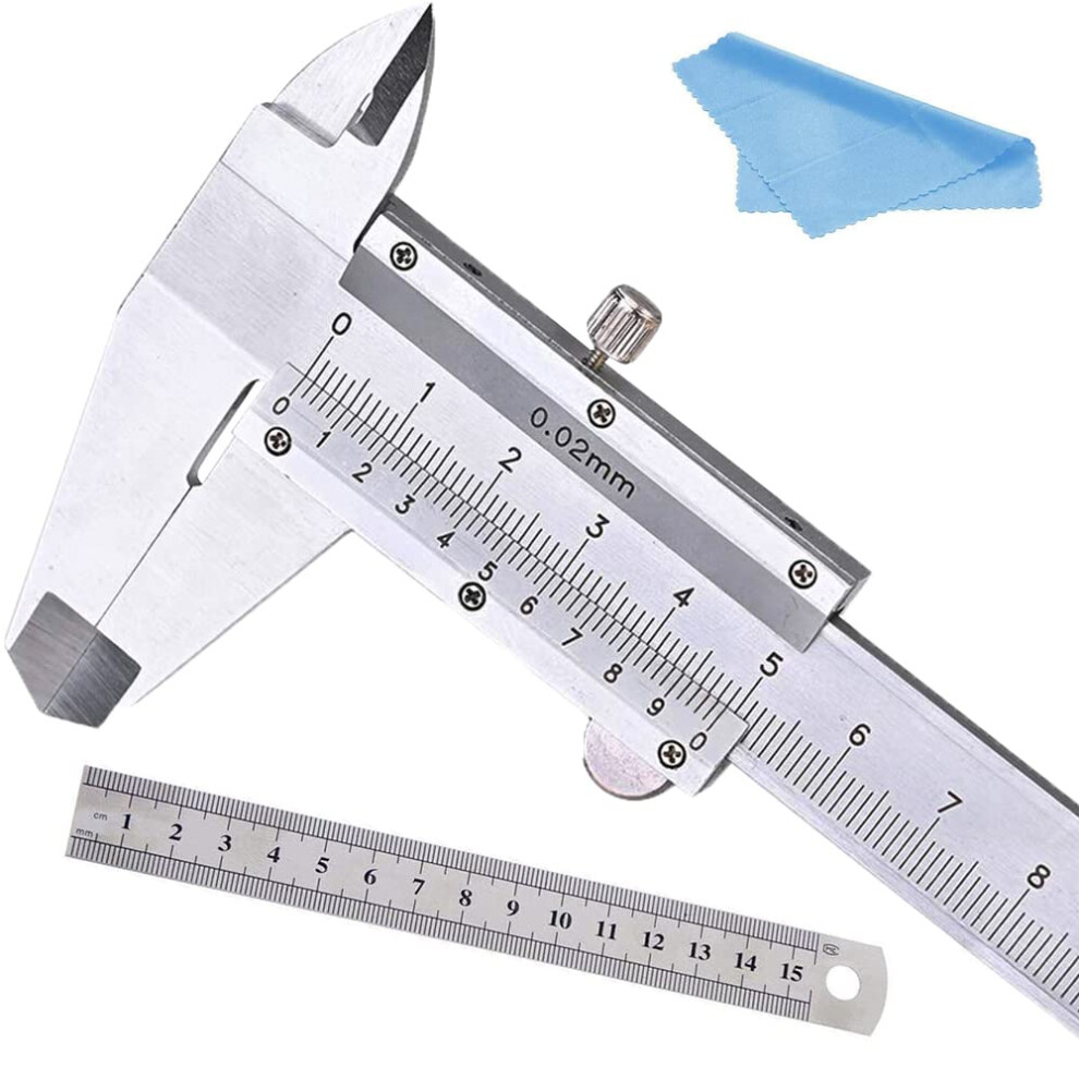 Vernier Caliper 150Mm 6Â Stainless Steel Nabance Micrometer Measuring Tool Vernier Caliper With 15Cm Steel Ruler And Cleaning Cloth 64181752