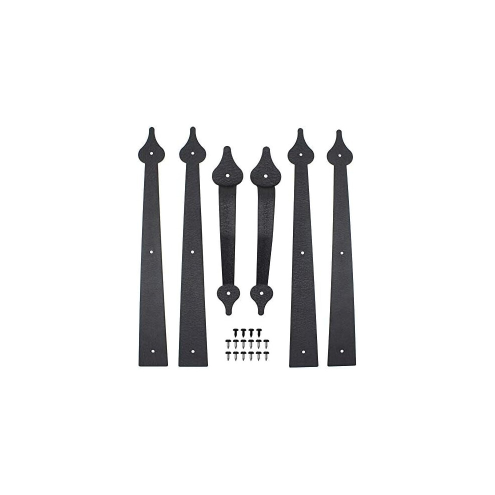 Decorative Metal Garage Door Hardware Screw In Carriage House Accents Dummy Hinges Handles Black Steel Barn Gate Garage Decor 9405492746886