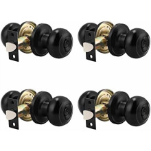 Set de 4 mânere rotunde pentru uși de intimitate cu încuietoare rotativă, set de încuietori fără cheie pentru interior/exterior, design modern