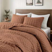 Burnt Orange Quilt Set Queen 3-Piece Lightweight All-Season