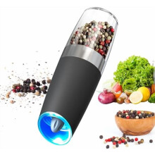 Meilteoir Piobair & Salainn Leictreach le Solas LED, Gairbheas Inchoigeartaithe, Coimeádán 135ml In-nite, Oibrithe ag Ceallraí