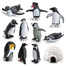 Conjunto de 11 peças de figuras de pinguins de plástico, brinquedos fofos de pinguins marinhos para crianças – modelo de animal realista para