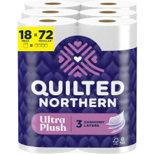 Ultramykt toalettpapir, 18 megaruller = 72 vanlige ruller, 3 ganger tykkere*, 3-lags mykt toalettpapir
