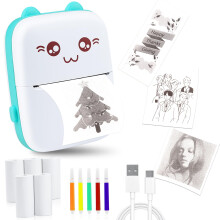 Bunnyboo Mini Thermal Printer, Bluetooth Labler Maker, Portable Label Printer, Mini Printer Compatible with Android and ios, Printable Photos, Lists,