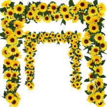Paquete de 4 guirnaldas artificiales de girasoles, guirnaldas colgantes de girasoles de 2,28 m con hojas verdes.