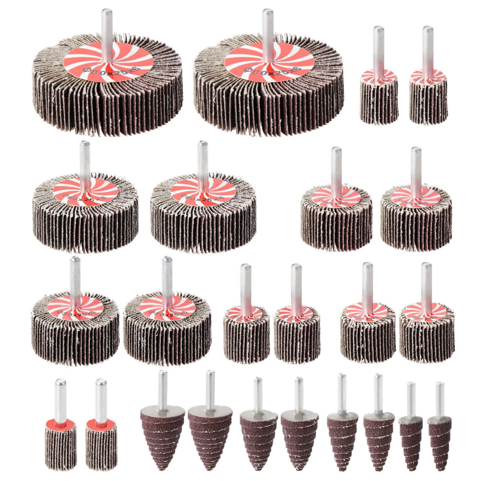Fippy 24Pcs Sanding Flap Wheel For Drill, 80 Grit Abrasive Wheel, Sander With 6Mm Shank, For Wood Steel Deburring, Grinding, Polishing, Removing Rust 47751187