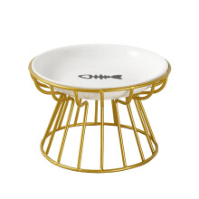 Nuevo comedero de cerámica elevado para gatos con soporte de metal (modelo 2025) - Plato elevado para mascotas (gatos y perros pequeños) - Plato