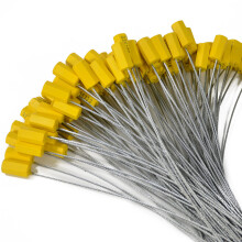 100pcs Numbered Security Cable Seals Tamper-Evident Steel Wire Seal Tags Pull-Tite Metal Wire Seals Self-Locking Shipping Tags (Yellow)