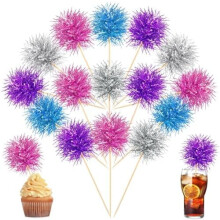 100 τεμάχια διακοσμητικά για cupcakes πυροτεχνημάτων από αλουμινόχαρτο – Ροζ, Μωβ,