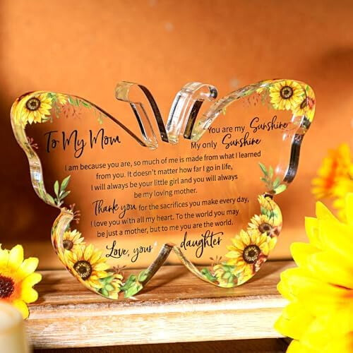 Placa de acrílico com borboleta para a mamãe (15,91 polegadas) 1