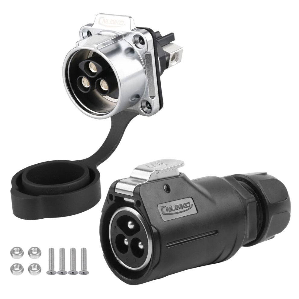 Cnlinko Lp-28 3-Pin Industrial Waterproof Connector - Secure Screw-In Design Circular Connector, Ip68 Quick Plugging Aviation Connector, M28 Flange S 16060074