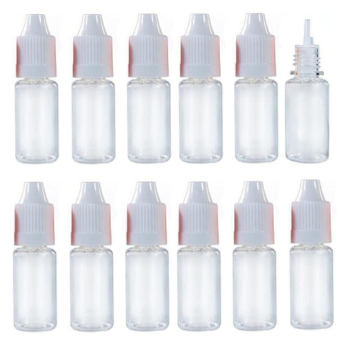 OHEETU 50 Pcs 10ml Clear Plastic Squeezable Dropper Bottles Empty Refillable Eye Liquid Dropping Refueling Vials Sample Packing Storage Holder Contai