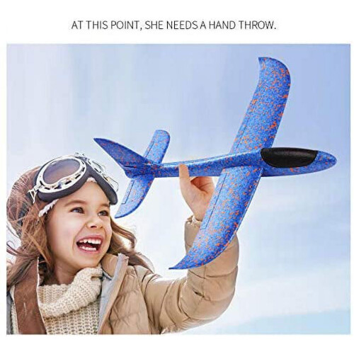 Παιχνίδια Glider Plane, Μεγάλο Αεροπλάνο Αφρού 17,5" με Ρίψη, Παιχνίδι Διπλής Λειτουργίας 2