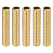PATIKIL M10 Fine Thread Brass Lamp Pipe Nipple, 5 Pcs 50mm/ 2" Length Hollow Tube Adapter Coupler Connector Pipe Fitting Hardware DIY Repair Part for