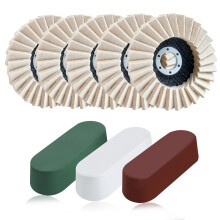 SPEEDWOX 8Pcs Felt Flap Disc Abrasives Buffing Polishing Wheel and Polishing Compounds Set 5 Pcs Wool Polishing Wheel Disc 3 Pcs Buffing Compound Woo