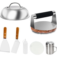 burger smasher Kit, Smash burger press, Grill Spatula, Spice Dredge Shaker and Squeeze Bottle, Wax Patty Papers,for BBQ Cooking, Beef Burger,Griddle