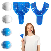 Dental Impression Kit,4Pcs Dental Impression Putty + 1Pair Trays Upper Lower Dental,Quick & Easy Production,Professional Dental Impression Mold Kit f