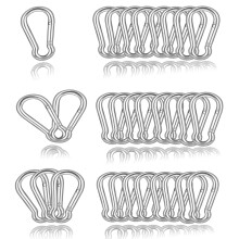 30PCS M5 Silver Carabiner Clip, 3/16Inch Snap Hook Quick Link Small Clips, 2'' Spring Carabiner Link Buckle for Fishing Camping Hammock Dog Leashes-2