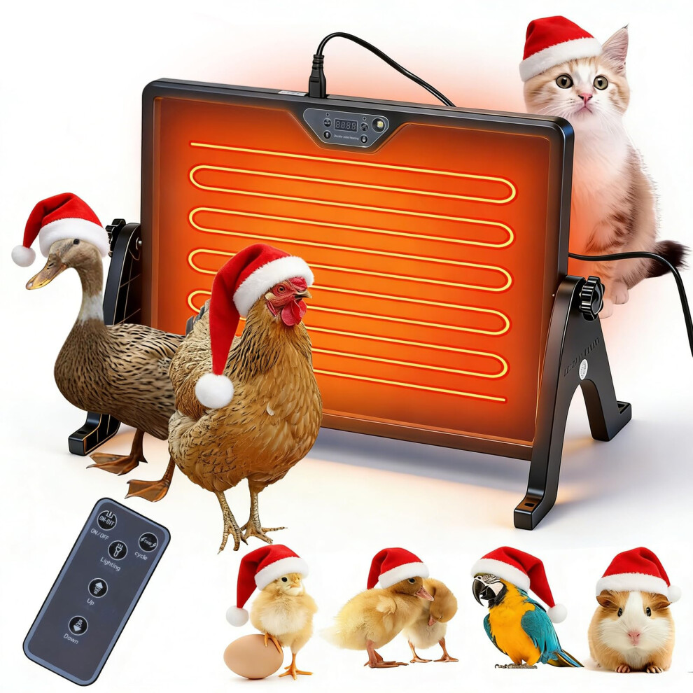 Senprity Chicken Brooder Heater,180W Chick Brooder Heating Plate With Remote Control Chick Warmer Heater With Led & Angle Perfect Chicken Coop Accessorie Light