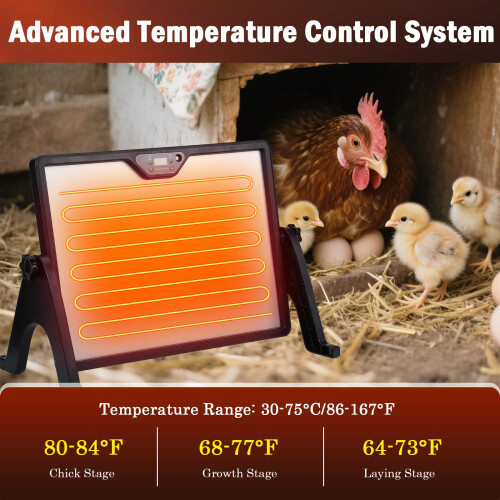 Chicken Brooder Heater,180W Chick Brooder Heating Plate with Remote Control Chick Warmer Heater with Led Light& Angle Perfect Chicken Coop Accessorie 2