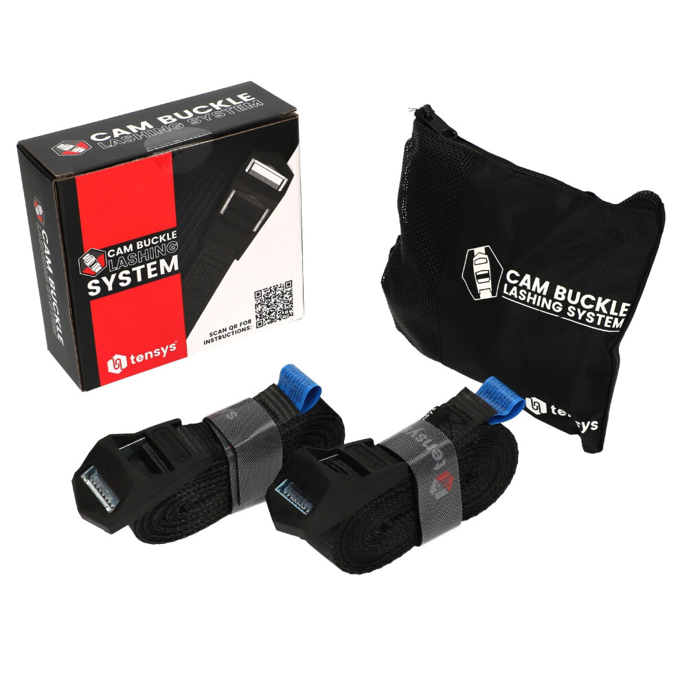 Tensys Heavy-Duty Cam Buckle Straps - Adjustable Tie Down Straps For Cargo, Moving, Roof Racks & More, Strong Webbing Strap With Buckles For Securing 81407729