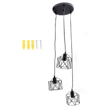 Adjustable Pendant Light for Kitchen Dining Room, Vintage Industrial Hanging Light, Farmhouse Pendant Lighting, Metal Cage Pendant Lamp with E26Base