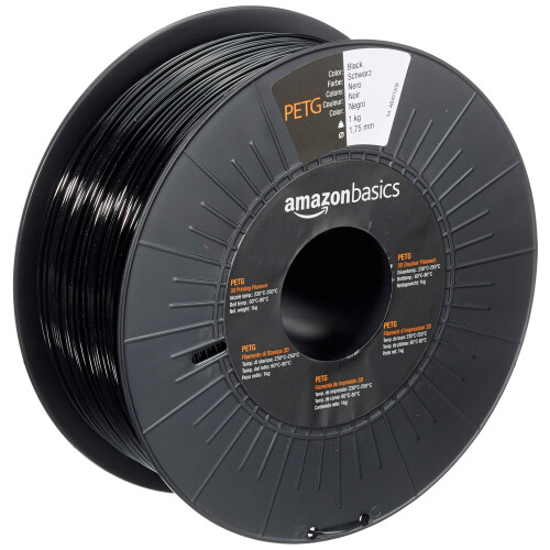 Amazon Amazon Basics PETG 3D Printer Filament, 1.75mm, Black, 1 kg Spool