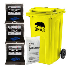BearTOOLS 120L Spill Kits (120L, Maintenance) UK Manufactured, Grey, Absorbs Non-Aggressive Oil and Water Based Fluids, For Indoor/Outdoor Use, Clip